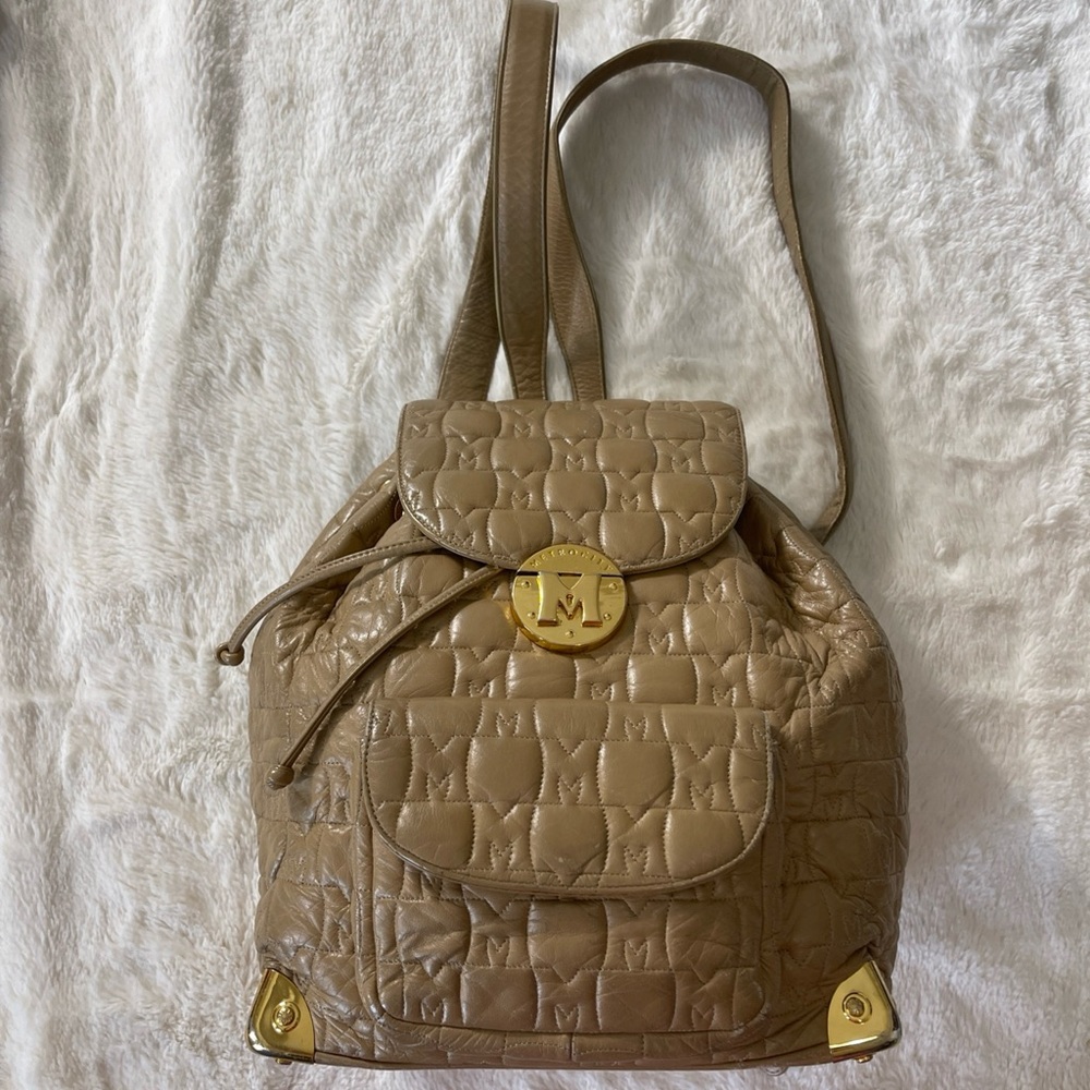 Tan Quilted Backpack